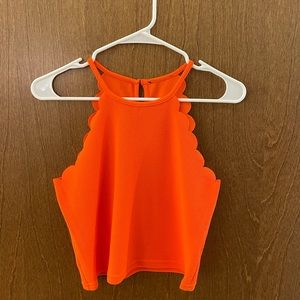 COTTON-ON elegant cropped blouse with scalloped arm holes SALMON/PINK